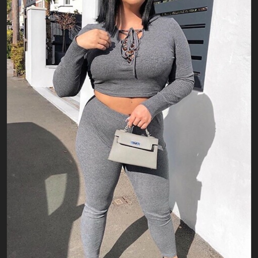 SHEIN ribbed coral legging set SOLDOUT (L) - Picture 2 of 3